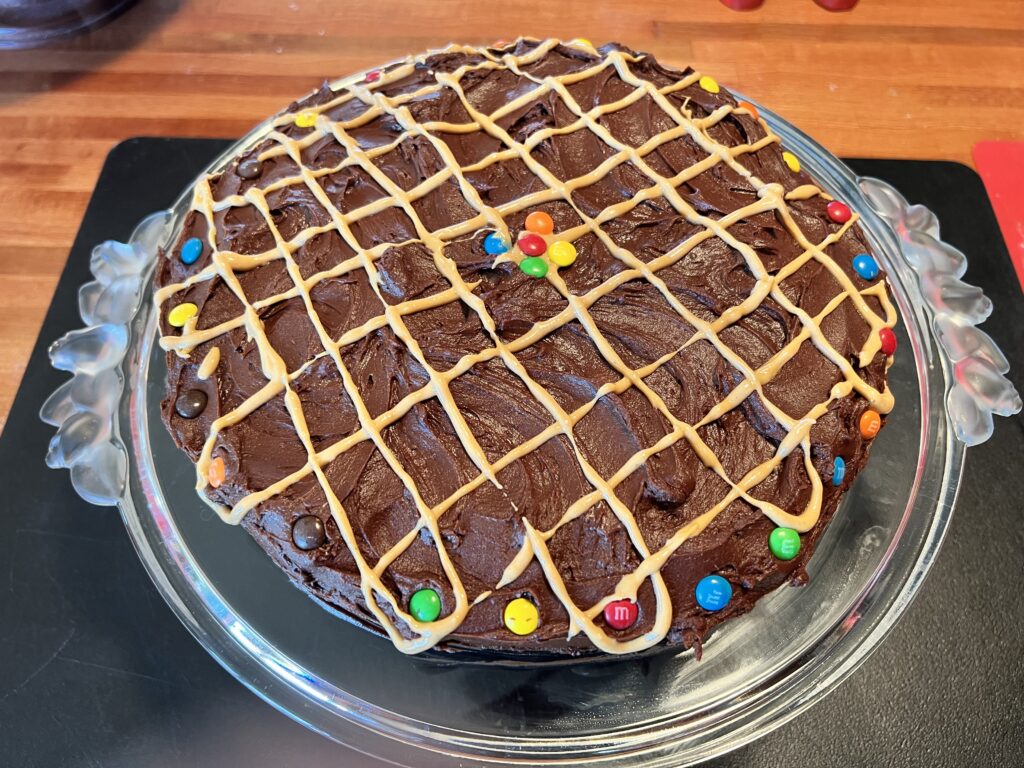 Amazingly delicious dark chocolate peanut butter cake thanks to Sally's Baking Addiction